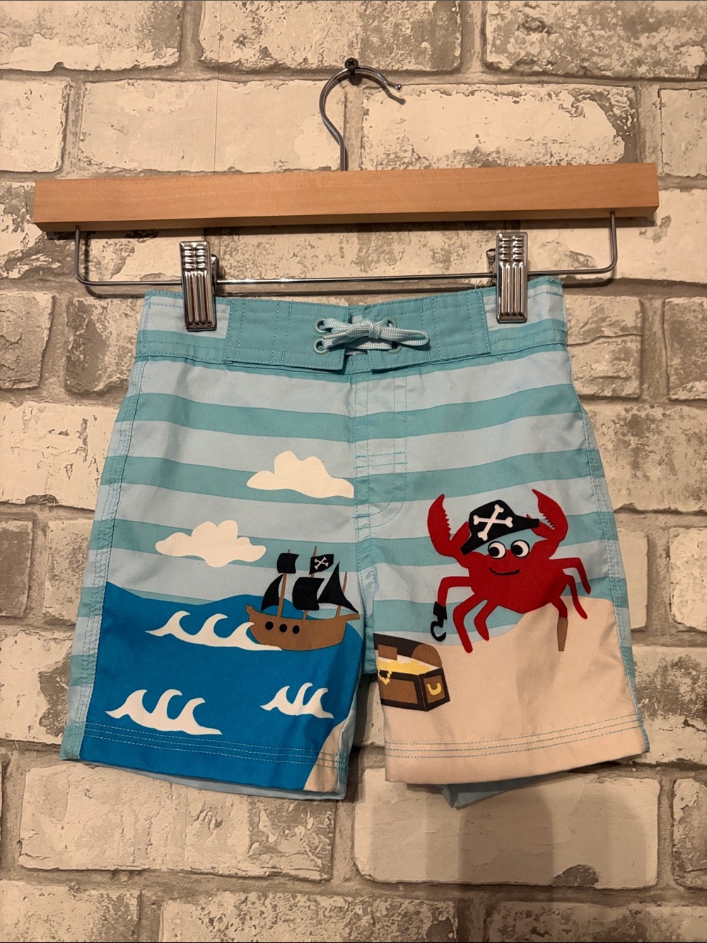 Gymboree Light Blue Pirate Crab Swim Shorts